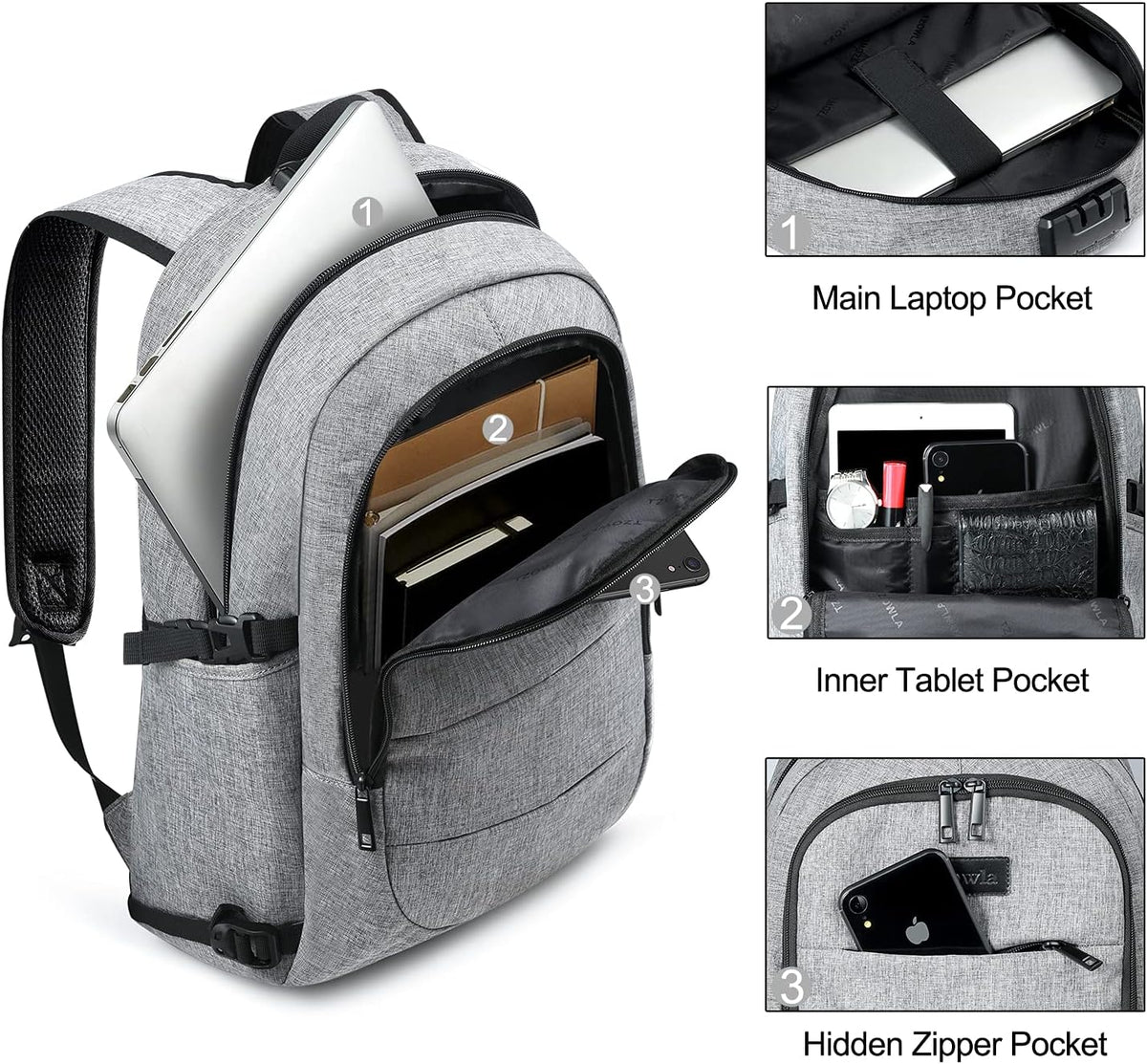 Anti-diefstal laptop reisrugzak met USB-poort