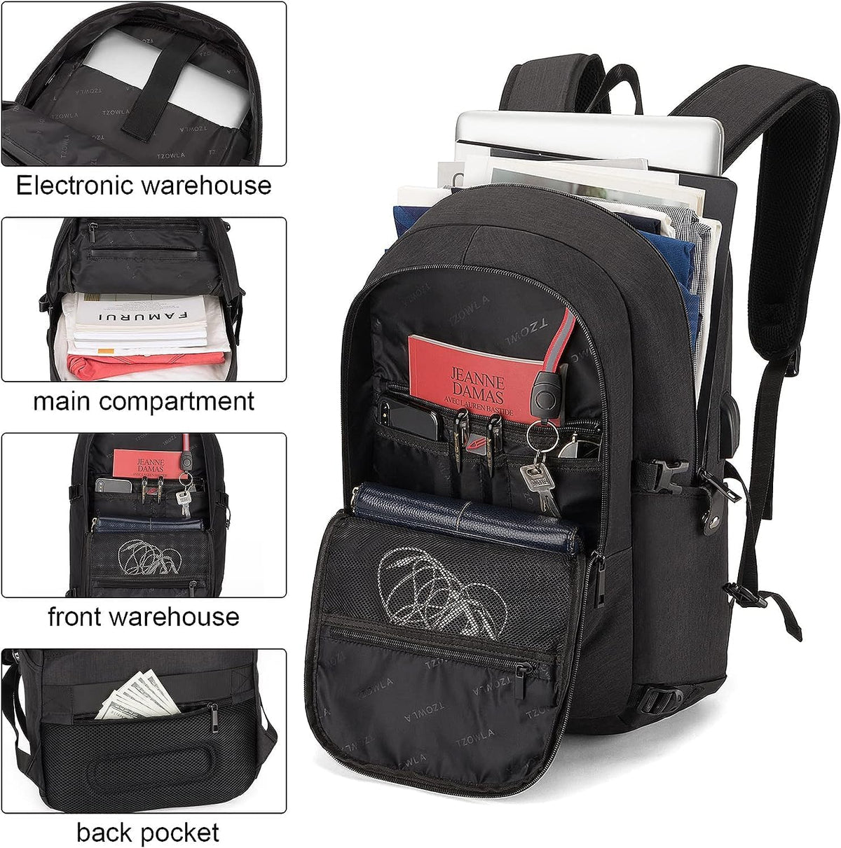 Anti-diefstal laptop reisrugzak met USB-poort