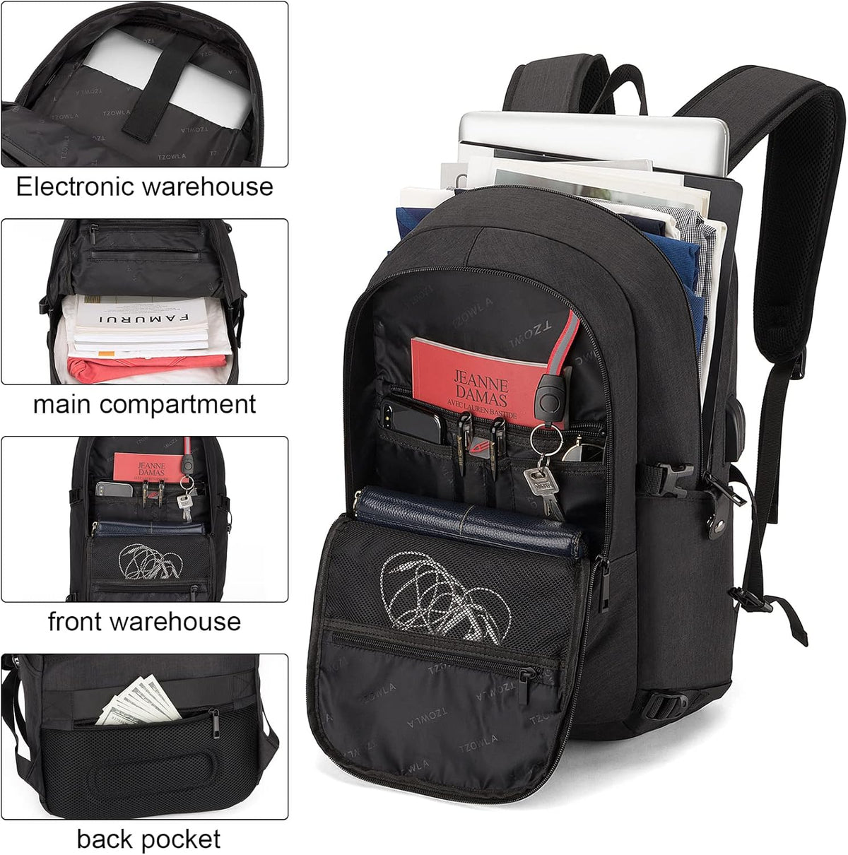 Anti-diefstal laptop reisrugzak met USB-poort