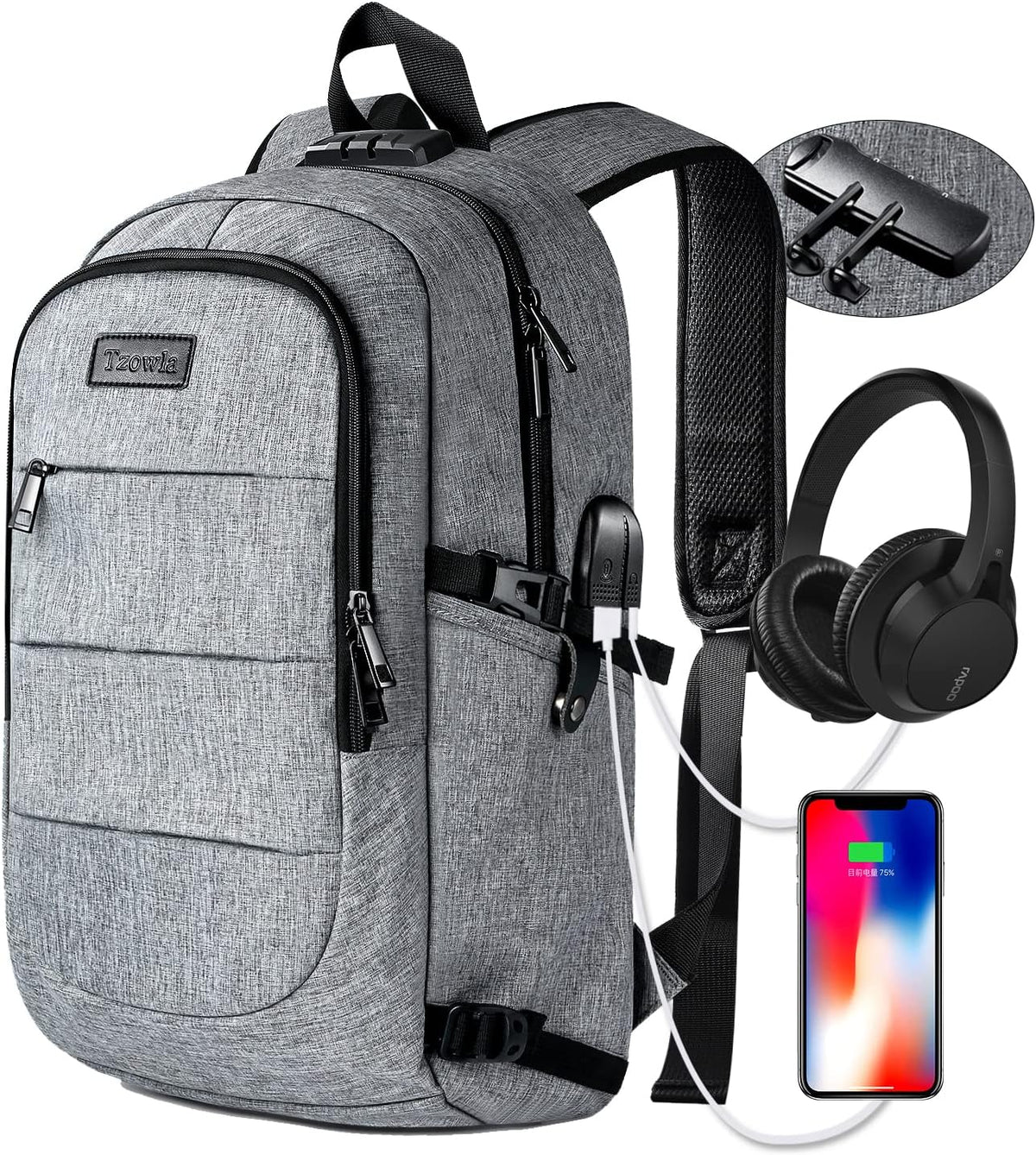 Anti-diefstal laptop reisrugzak met USB-poort