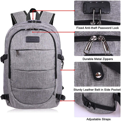 Anti-diefstal laptop reisrugzak met USB-poort