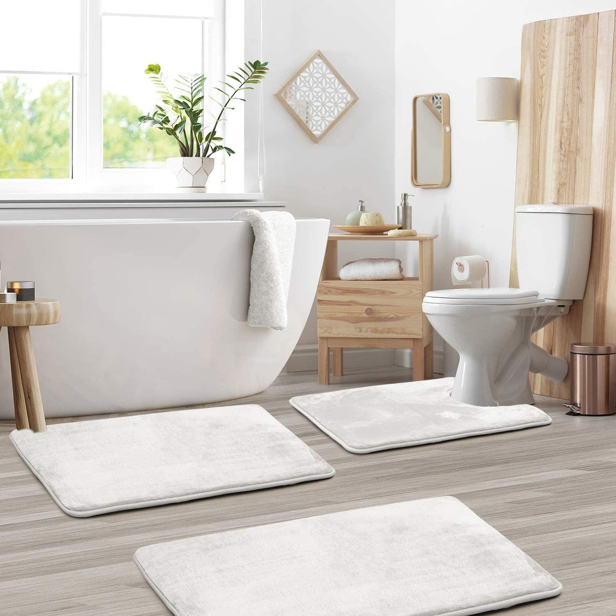 Fluwelen memory foam badmat set 3-delig