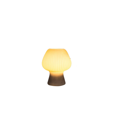 Glazen paddenstoellamp met vintage ribstructuur