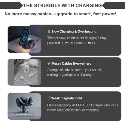 PowerDock | Opvouwbare Magnetische Draadloze Oplader met Nachtlamp